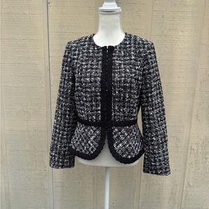 Tahari Black and White Tweed Blazer